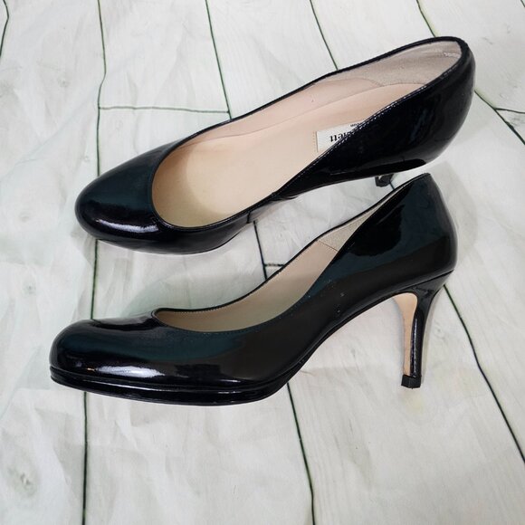 L.K.BENNETT Black Patent Leather Sabira Heels Pumps~Size 39 - Picture 1 of 8